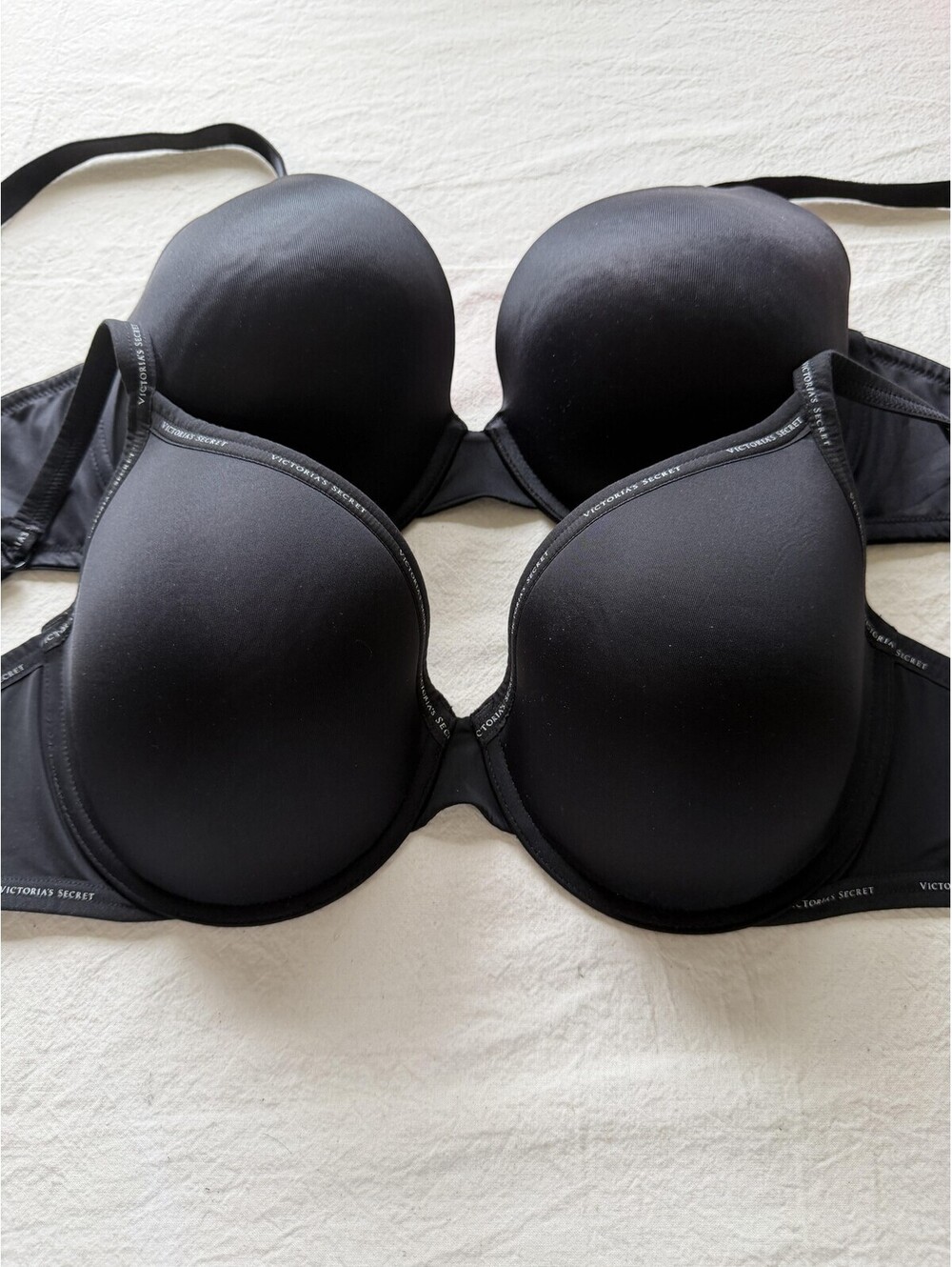 Lot 2 Victoria's Secret Bras Womens 38D Black T Shirt Demi Lightly Lined